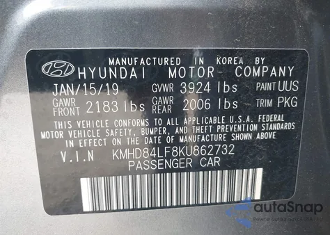 2019 Hyundai Elantra Value Edition z USA, uszkodzony, nr VIN KMHD84LF8KU862732